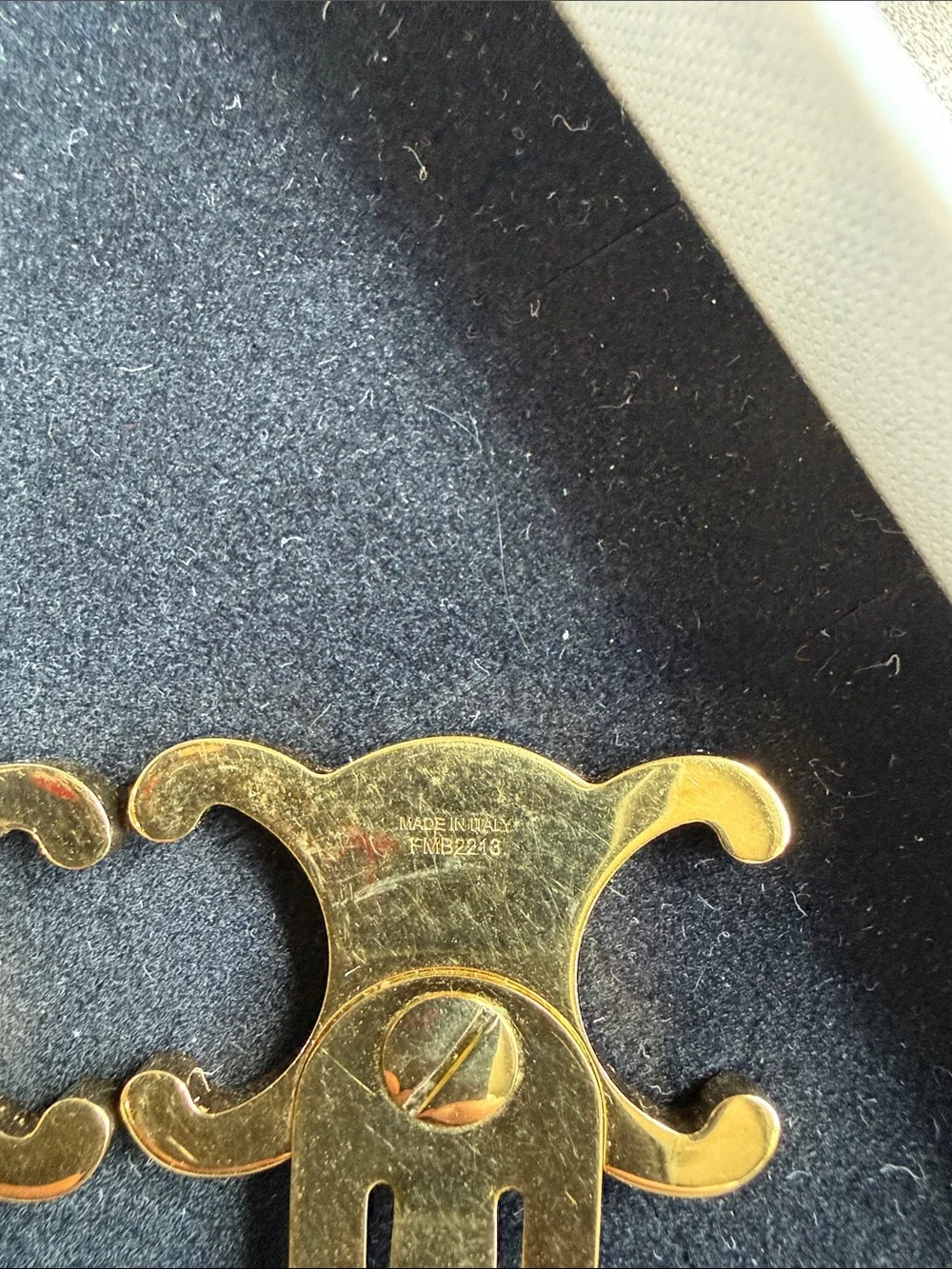 Celine Gold Triomphe Logo Hair Clips - Set of 2